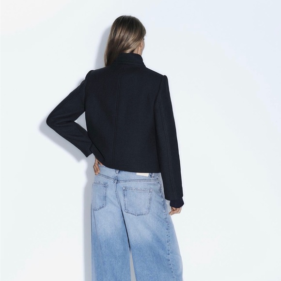 Zara HIGH COLLAR DOUBLE BREASTED CROPPED COAT - Picture 6 of 8